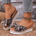 thumbnail image 4 of Dakaela Womens Espadrilles Wedge Sandals Leopard Platform Slip on Slides Bowknot Open Toe Summer Mules Casual Beach Walking Slippers Shoes Size 6-10 Black, 4 of 9
