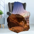 thumbnail image 4 of Sunset Soft Flannel Fleece Throw Blanket, Red Arches of Legzira Beach Sidi Ifni Souss-Massa-Draa Morocco, Cozy Plush for Indoor and Outdoor Use, 60" x 80", Paprika Brown, by Ambesonne, 4 of 5