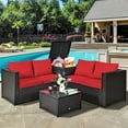 thumbnail image 2 of YYAo Patio Furniture Set, Outdoor Patio Set,4 Pieces Outdoor Patio Rattan Furniture Set with Cushioned Loveseat and Storage Box-Red, 2 of 13