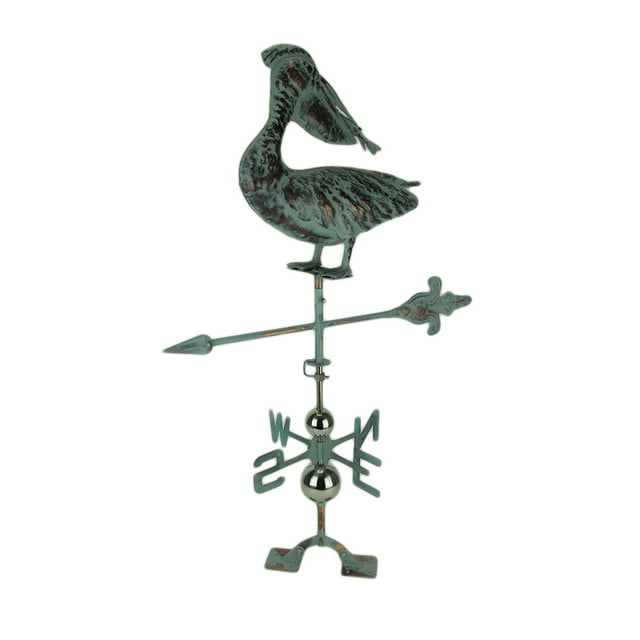 Verdigris Pélican en Métal Patiné avec Support de Toit