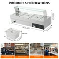 thumbnail image 5 of Ataucjin 3 Pan Commercial Food Warmer, 3x12QT Stainelss Steel Steam Table, Buffet Server and Warmer with Tempered Glass Shield/Tap/Lids/Ladles, Countertop Food Warmer, 5 of 7