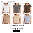 thumbnail image 6 of Uvplove Women's Casual Knit Top Loose Fit Cap Sleeve Soft Stretchy Crew Neck Summer T-Shirt,Brown,M, 6 of 10