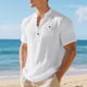 thumbnail image 1 of Ceisia Men's Slim Fit Short Sleeve Henley Shirt with Chest Pocket Casual Summer Top White XL Gifts, 1 of 9