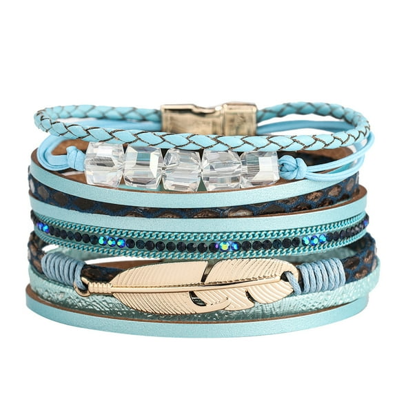 PPgejGEK Women's Bracelets Women's Feather Wrap Bracelet Crystal Bracelet Jewelry Bohemian Gift for Valentine's Day Mother's Day Christmas Birthday Gifts
