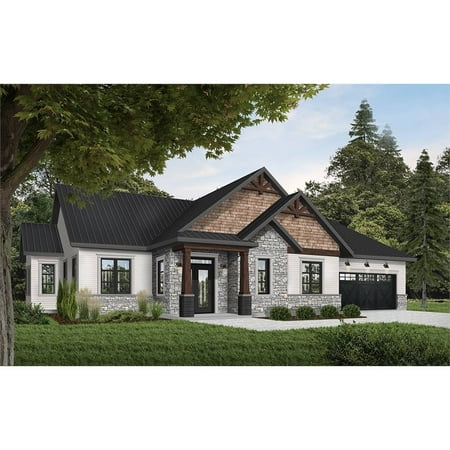 The House Designers: THD-6090 Builder-Ready Blueprints to Build an Open-Concept Ranch House Plan with Floating Slab Foundation (5 Printed Sets)