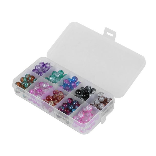 MasteelfCA 200 Pcs Perles Rondes en Verre Craquelé 8mm Perles en Verre Craquelé Perles Rondes pour Fabrication de Bijoux et Artisanat