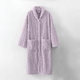 thumbnail image 2 of Women's Plush Long Robe Soft Bathrobe Button Up Housecoat Fuzzy Fleece Warm Winter Robe Sleepwear with Pockets, 2 of 5