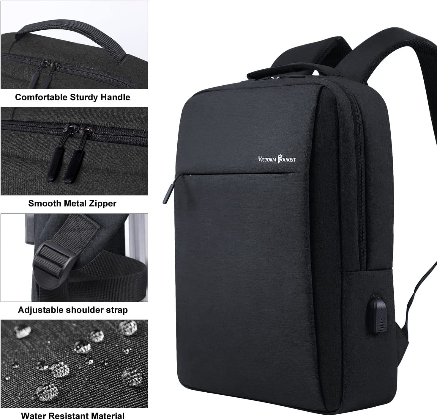 Victoriatourist Laptop Backpack In Business Slim Durable USB