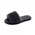 thumbnail image 1 of Sandales Pantoufles de Spa Plates Confortables pour Femmes en Fausse Fourrure Duveteuse à Mousse Mémoire, Bout Ouvert, à Enfiler, Chaussures d'Intérieur, 1 of 3