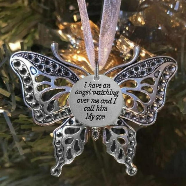 Creative Hollow Carving Exquisite Butterfly Memorial Family Pendant Christmas Tree Decoration Car Rearview Mirror Pendant
