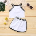 thumbnail image 3 of Conjunto de ropa deportiva para niños, camisola y pantalones cortos con letras de retales de 2 a 6 años, 2 uds., chaleco informal para niñas y niños, 3 of 6