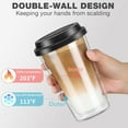 thumbnail image 2 of 2 Pack Double Walled Insulated Coffee Mugs with Silicone Lids, 12 OZ Reusable Coffee Cups, Cappuccino, Tea, Latte, Iced Coffee Cups, Travel Mugs, Heat Resistant, 2 of 4