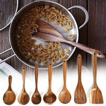 LINASHI Wooden Spoons for Cooking, Kitchen Utensil Set,Wooden Spoons Cooking Set Wooden Utensils for Cooking