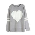 thumbnail image 3 of Aueoeo Women Big Hearts Sweaters Graphic Printed Crew Neck Long Sleeve Sweaters Fall Trendy Dressy Casual Basic Clothes, 3 of 5