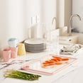 thumbnail image 6 of LANGBOHOS Tempered Glass Cutting Board for Kitchen with Juice Groove, Non-Slip Silicone Edges, Non-Toxic & Dishwasher Safe Glass Cutting Board with Hanging Hole(Pink), 6 of 6