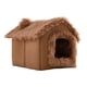 thumbnail image 1 of Casa tipo caseta para perros suave con forma de cueva cálida con cojín para el invierno, nido para gatos ligero, desmontable y multiusos, suministros Marrón S, 1 of 8