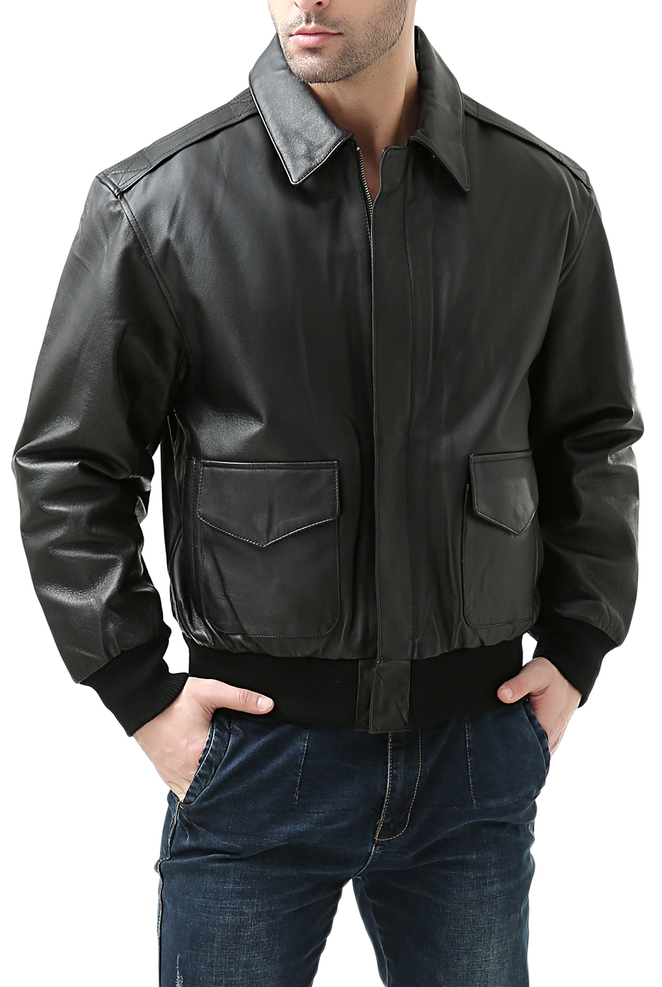 Landing Leathers Mens Air Force A-2 Leather Flight Bomber Jacket (Regular & Tall) - image 4 of 7