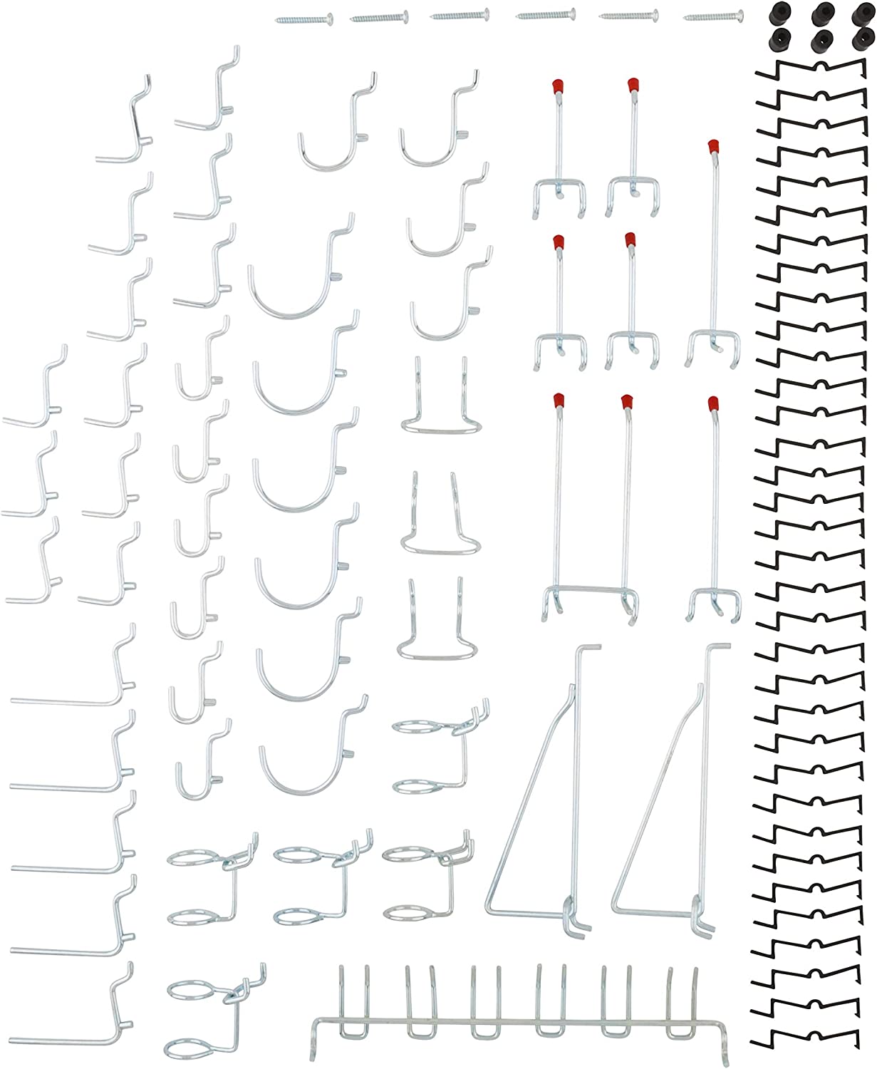 RGHJAR-51-Piece Pegboard Hook Set S819-841 - Multi-Tool Rack for Garage Storage, Workbench and Garage Organizer, Pegboard Accessories in Zinc for 1/8 in and 1/4 in Pegboard
