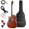 Jameson Left-Handed 41-Inch Full-Size Acoustic Electric Guitar with Thinline Cutaway Design, Brown