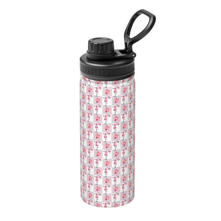 

Xecao Flamingo On Checkered for 18oz Sports Insulated Kettle Thermos Flask For Outdoor Fitness Running And Travel Thermos Flask Insulated Water Bottles