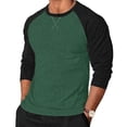 thumbnail image 2 of YTCAMLO Plus Size Mens Stretch Athletic Shirts Classic Regular Fit T Shirts Raglan Long Sleeve Basic Tees Lightweight Baseball Tops, Green XXXL, 2 of 5