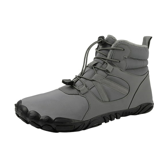 WEAIXIMIUNG Black Ankle Boots No Heel Couples Autumn and Winter Outdoor Warm Plus Hair Thickening Snow Boots for Men and Women Warm Non Antisplash Mountaineering Five Finger Shoes