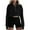 02 Black, variant on zfwon Crop Half Zip Up Hoodies for Women Lightweight Hooded Long Sleeve Sweatshirts with Thumb Holes Loose Comfy Pullover Tops Solid Color Sportswear Streetwear Trendy Y2K Tops