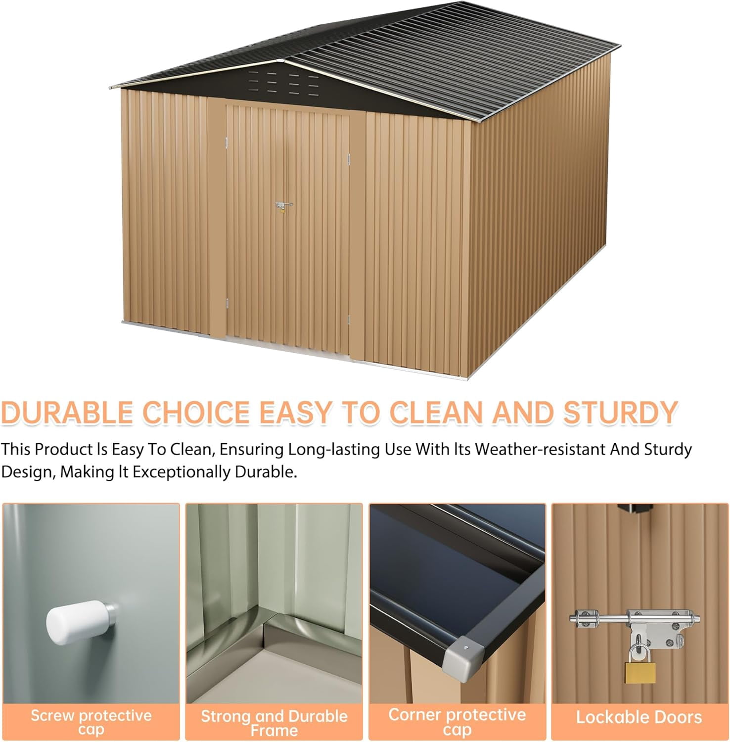 2025 New Outdoor Storage Shed,Large Garden Shed,Large Metal Tool Sheds with Slooping Roof and Vents,Updated Reinforced and Lockable Doors Frame Metal Storage Shed for Patiofor Backyard,Patio