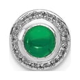 thumbnail image 3 of 14K White Gold Plated Diamond & Cabachon Emerald Pendant, 3 of 5