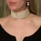 thumbnail image 4 of Conjunto de collar y pendientes de gargantilla de perlas Yashi bisutería blanca 5 capas 36 cm + 8 cm, 4 of 5
