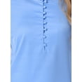 thumbnail image 5 of INSPIRE CHIC Women's Ruffle Neck Bubble Sleeve Elastic Cuff Button Office Blouse XS Light Blue, 5 of 6