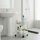 thumbnail image 5 of Carrito de almacenamiento redondo con ruedas de 2 niveles, estante de plástico transparente para cocina, baño y sala de estar, organizador multicapa con ruedas, carrito portátil para organizar el hog, 5 of 6