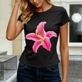 thumbnail image 4 of Womens Blouses Dressy Causal Short Tops Ndbuld Women's Casual Fashion Spring And Summer Printed Round Neck Short Sleeve Top Black XL, 4 of 6