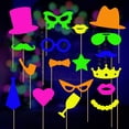 thumbnail image 4 of Dserhfy 17Pcs Glow Neon Photo Booth Props Fully Assembled Fluorescent Birthday Party Fun Photo Shoot Accessories, 4 of 8