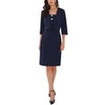 thumbnail image 2 of INSPIRE CHIC Women's Two Piece Outfits Open Front Cardigan Party Evening Wedding Guest Bodycon Dresses 2XL Navy Blue, 2 of 6