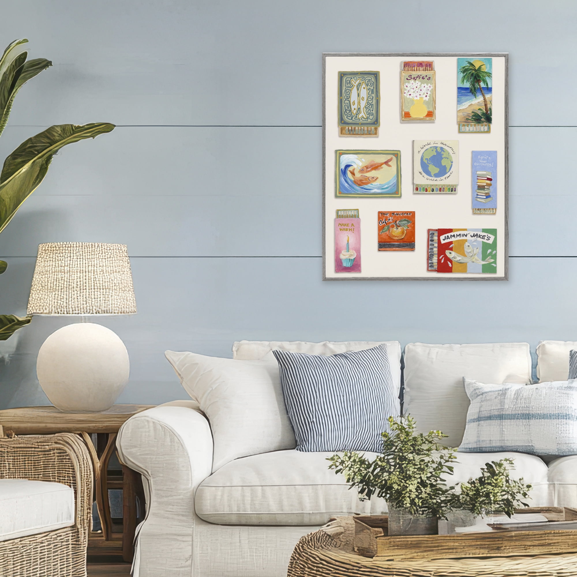 Stupell Industries World Matchbox Collection Gray Framed Giclee Art, design by Lanie Loreth