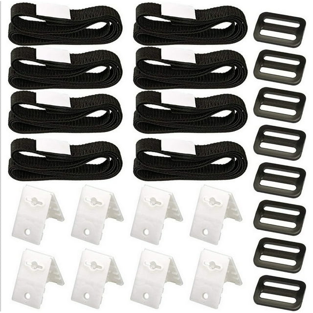 Kit de correas de fijación de carrete de cubierta solar para piscina para correas de manta solar que incluyen 8 correas de nailon con lengüetas, 8 placas de cable, 8 hebillas