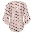 thumbnail image 6 of Eye Cartoon Eyelashes Women's V-Neck Blouse With 3/4 Ruffled Bell Sleeves Casual Top Ladies Blouses, 6 of 7