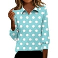 thumbnail image 2 of Inverlee Women's Polka Dot Print 3/4 Sleeve Tops Trendy V Neck Collared Shirts Spring Casual Loose Fit Blouse, 2 of 5