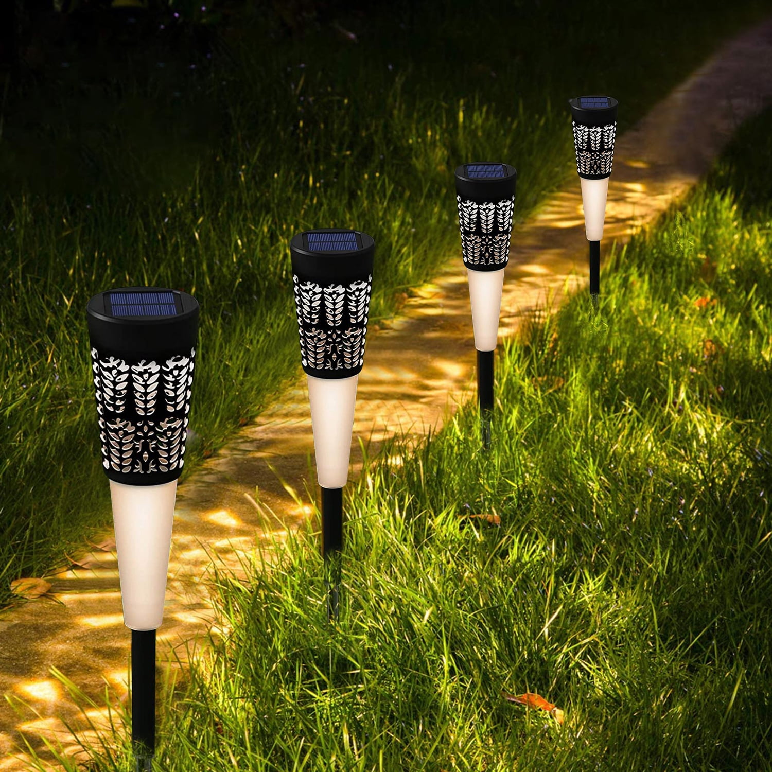 CJC Solar Pathway Lights Bright LED Lights Outdoor Waterproof Sun
