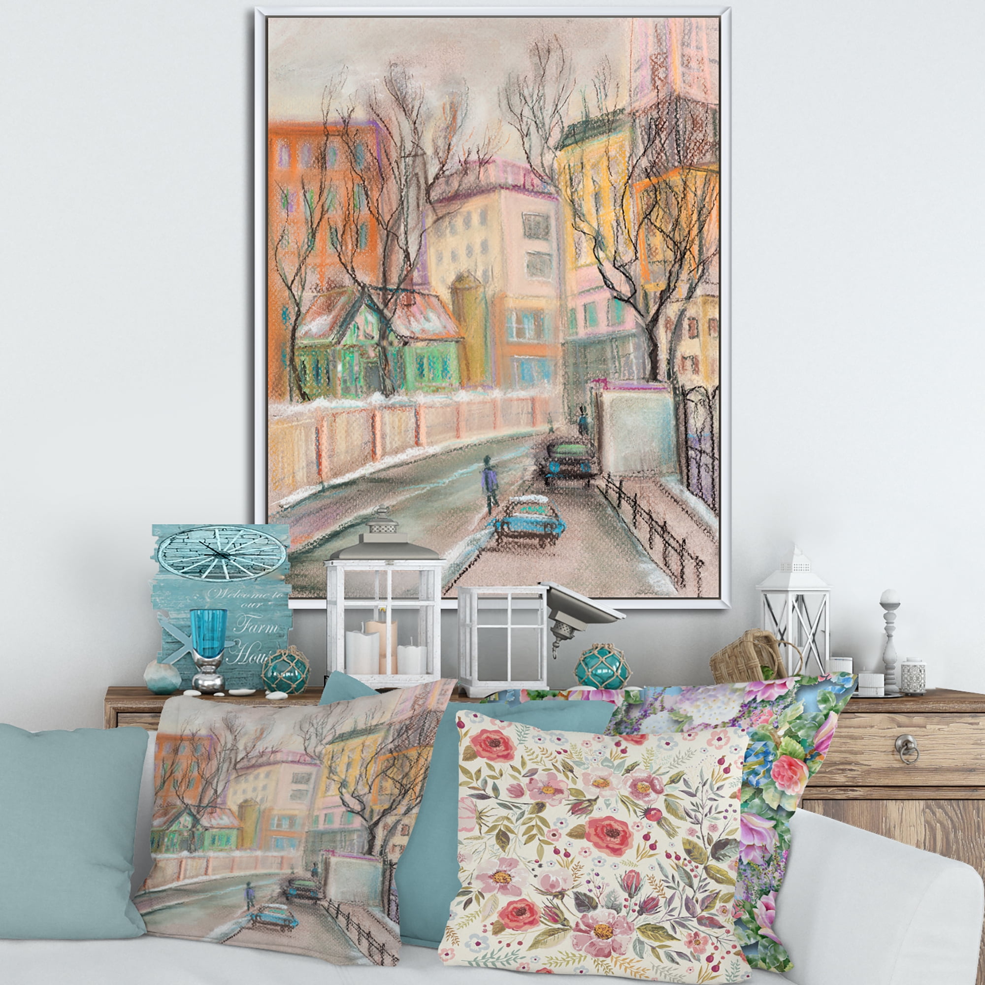 Designart 'Lanes In Moscow Cityscape' Traditional Framed Canvas Wall Art Print