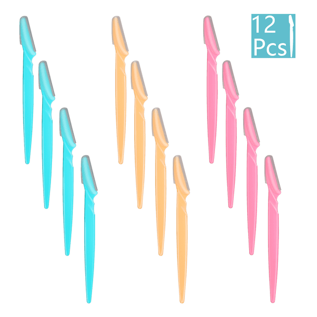 Lot de 12 Rasoirs pour Sourcils Ou Épilation du Visage, Gainants de Sécurité, Rasoir, Tondeuse pour Femmes et Hommes