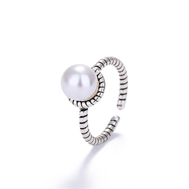 Anillo de plata tailandés creativo retro geométrico de moda punk europea y americana, anillo abierto simple para estudiantes