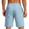 thumbnail image 3 of OIOLOYJM Golf Shorts Men Casual Flat Front Chino Elastic Waist Dress Shorts Relaxed Fit Quick-Dry Breathable Lightweight Vacation Beach Shorts Light Blue L, 3 of 3