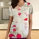 thumbnail image 1 of Camisas de Mujer Fiudx Tops de Manga Corta con Cuello En V Estampado Navideño con Blusa de Bolsillo, 1 of 5