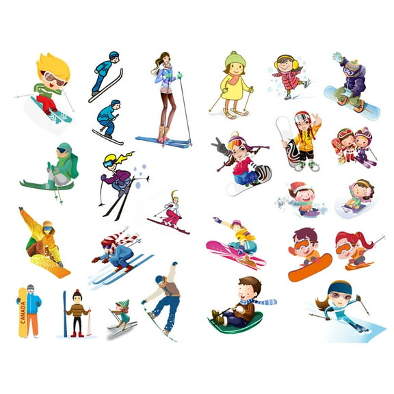 Kawaii Kids Winter Ski Aesthetic Diary Travel Journal Paper Stickers Scrapbooking Stationery Sticker Flakes Art Supplies