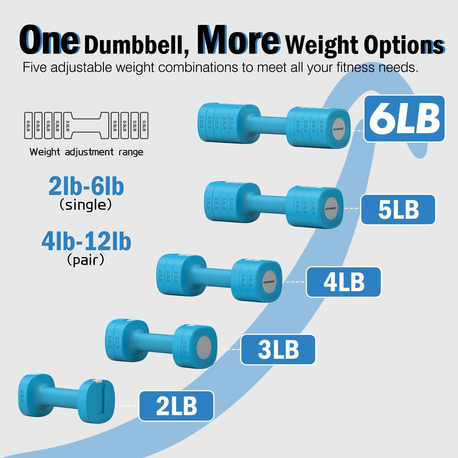 Adjustable Weight Dumbbells Set Of 2  8 In 1 Hand Weights For Women 2lb/3lb/4lb/5lb/6lb Dumbbell 12 Lbs/pair Home Office Gym Workout