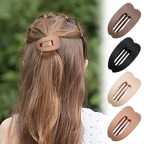 UNLLLL Flat Claw Hair Clip for Women, Solid Color Casual Elegant Hair Claw, Lightweight Plastic Hairpin for Thick or Thin Hair, for All Lengths Daily Styling and Work (Khaki)