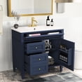 thumbnail image 3 of Blue Bathroom Vanity with 3 Drawers, High - quality Materials for Sturdy Bathroom Use, 3 of 7