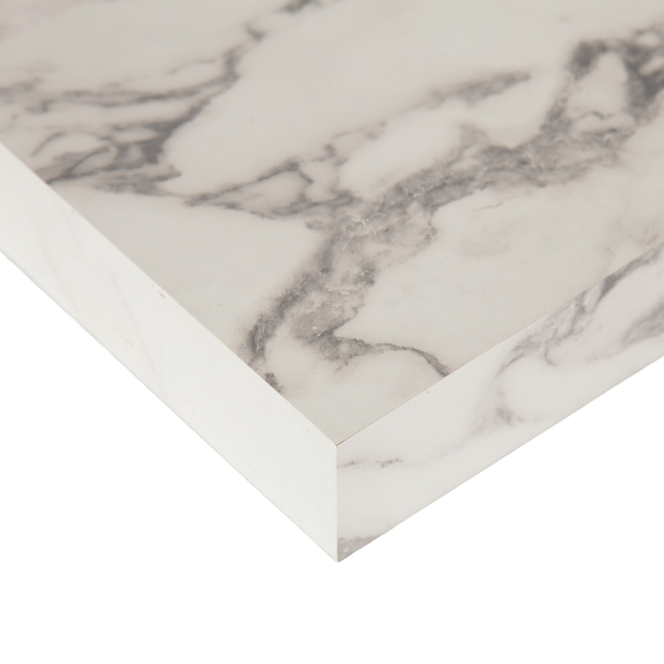 Kate and Laurel Havlock Modern Faux Marble Floating Shelves, Set of 2, 22 x 6, White, Transitional Functional Bathroom and Kitchen Shelves for Dorm Storage or Apartment Decor